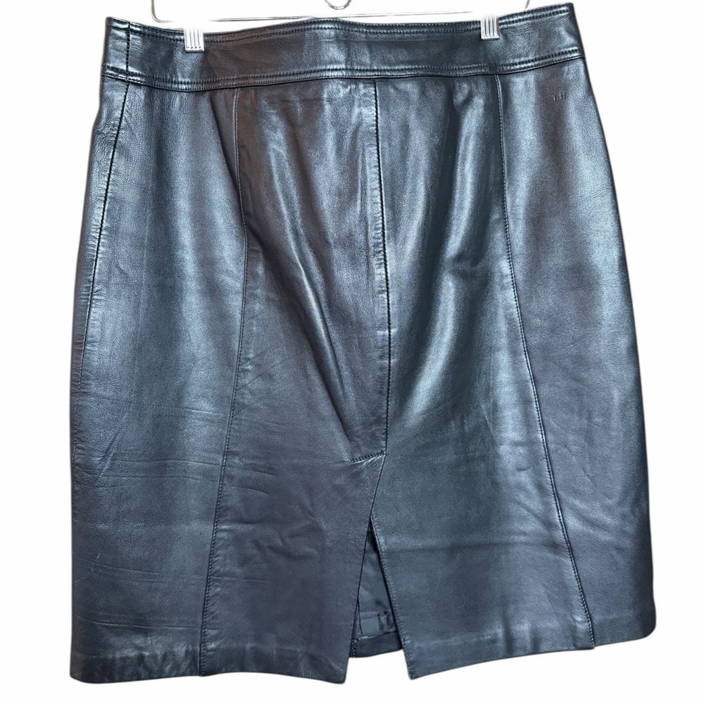 Tommy Hilfiger Black buttery soft Leather fully lined Pencil Skirt size -12 - Picture 5 of 7
